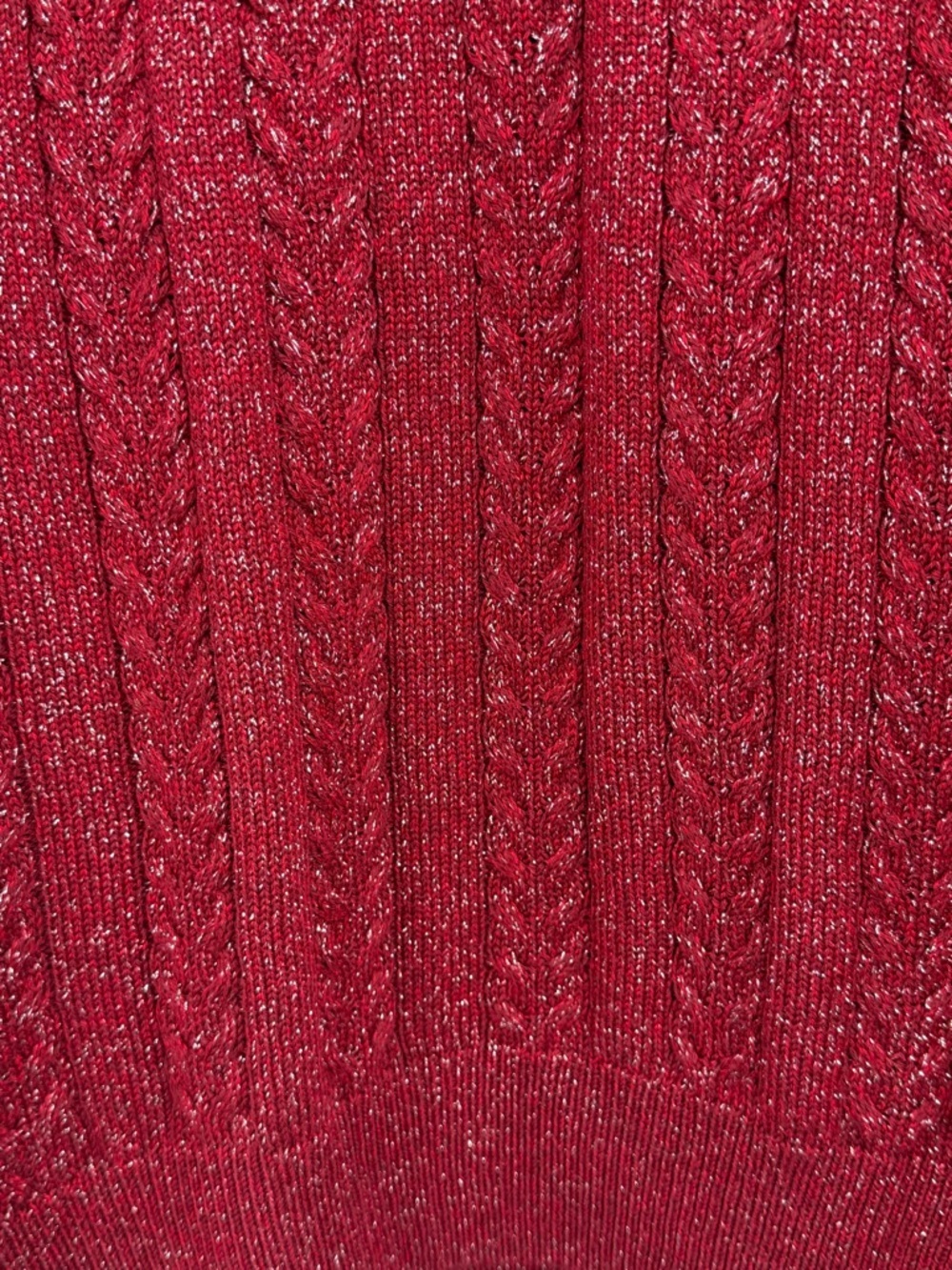 Athleta Crossroads Crew Sweater Red Metallic Cable Knit Cozy XL Holiday Luxe - Picture 13 of 14